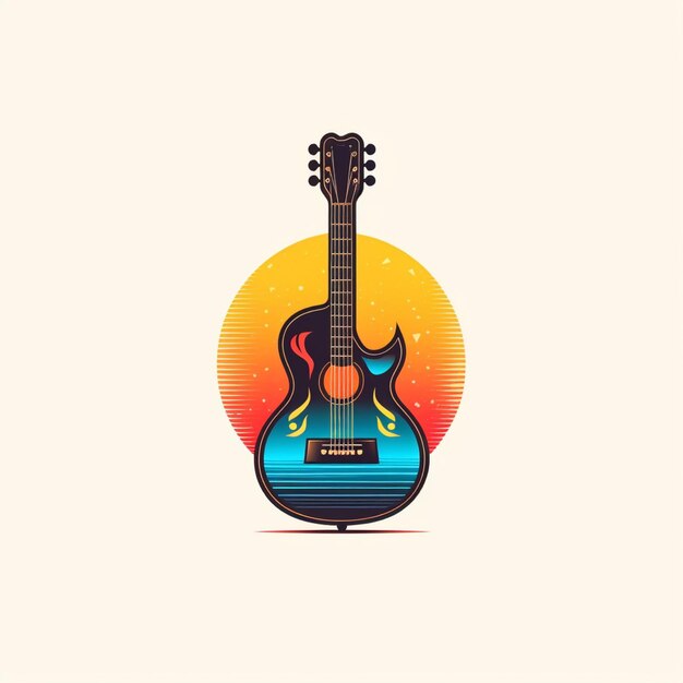 platte kleur gitaar logo vector