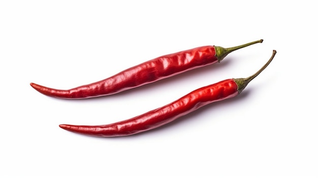 platte laag van twee rode chili pepers geïsoleerd