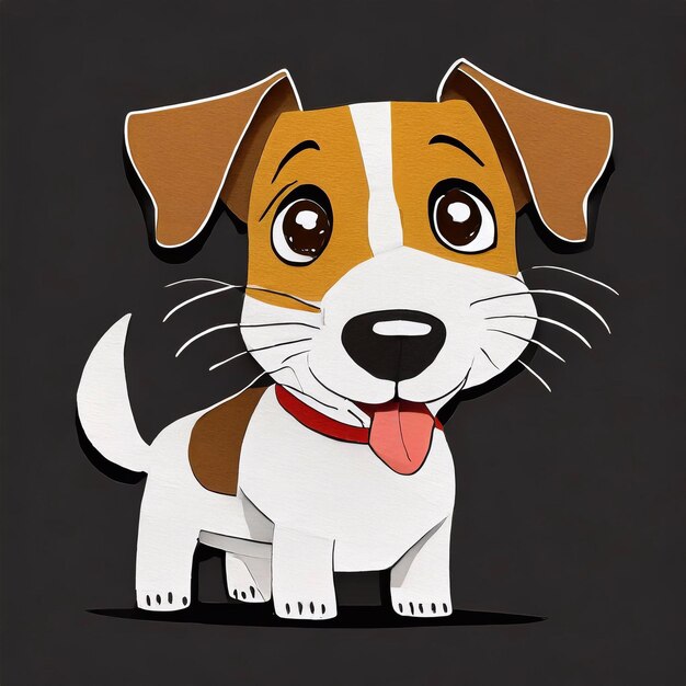 Platte logo-illustratie van een Jack Russell Terrier-hond met tong