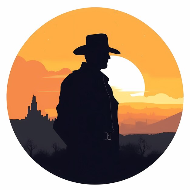 platte ontwerp cowboy silhouet illustratie AI gegenereerd