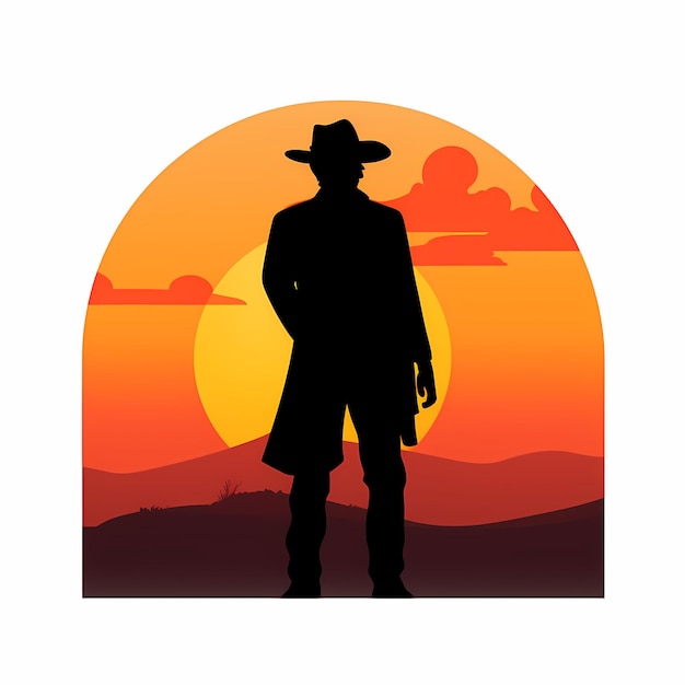 Foto platte ontwerp cowboy silhouet illustratie ai gegenereerd