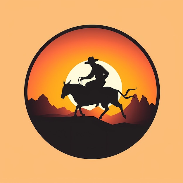 Foto platte ontwerp cowboy silhouet illustratie tshirt ontwerp