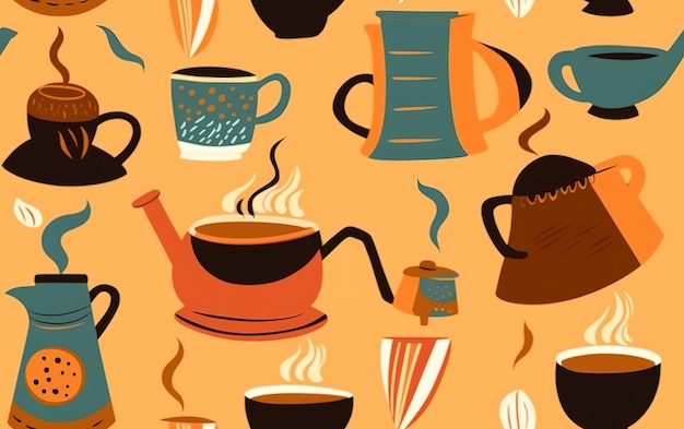 Platte ontwerp illustratie koffie