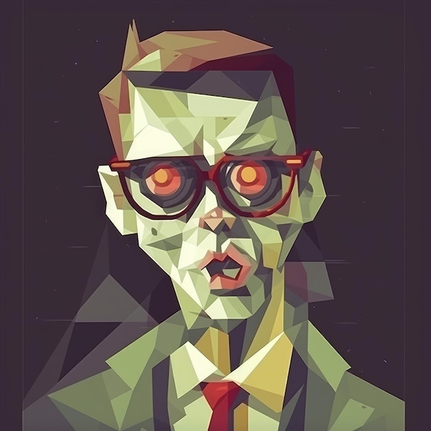 Platte ontwerp portret van zombie