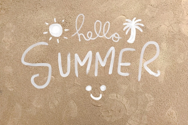Platte strandconcept met kopieerruimte zomer achtergrond