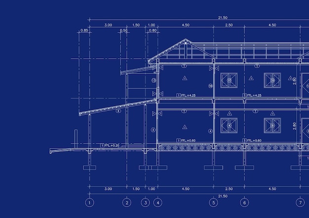 Plattegrond ontworpen gebouw op de tekening