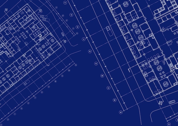 Foto plattegrond ontworpen gebouw op de tekening