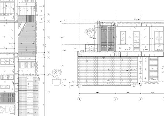 Plattegrond ontworpen gebouw op de tekening