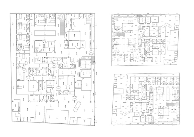 Foto plattegrond ontworpen gebouw op de tekening