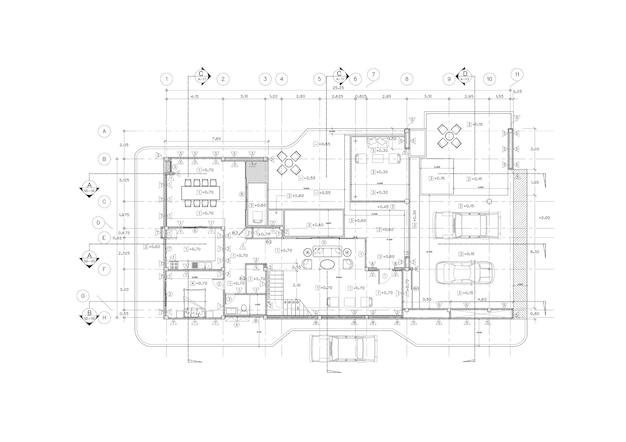 Plattegrond ontworpen gebouw op de tekening