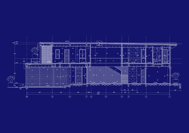 Plattegrond ontworpen gebouw op de tekening