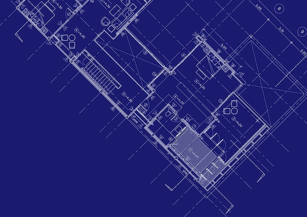 Foto plattegrond ontworpen gebouw op de tekening