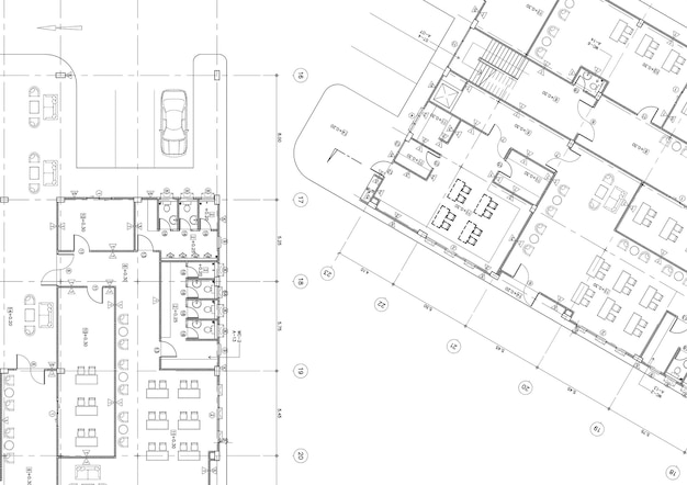 Plattegrond ontworpen gebouw op de tekening