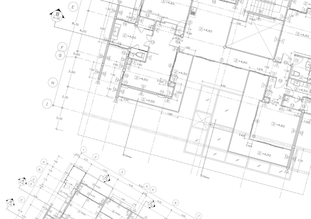 Plattegrond ontworpen gebouw op de tekening