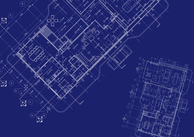 Plattegrond ontworpen gebouw op de tekening