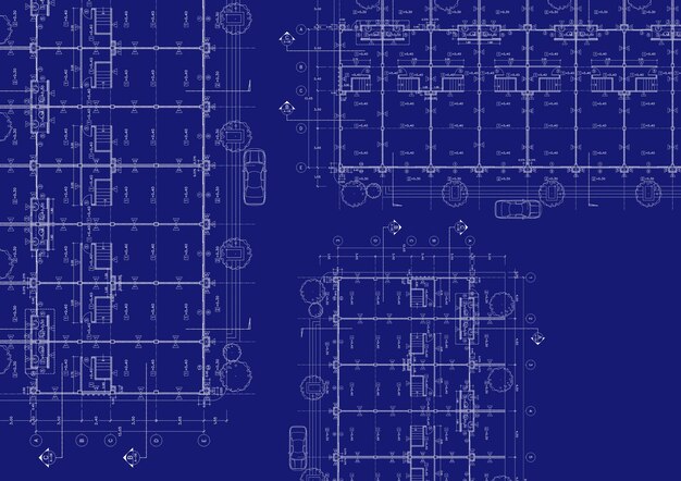 Foto plattegrond ontworpen gebouw op de tekening