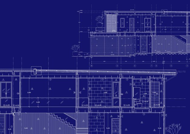 Plattegrond ontworpen gebouw op de tekening