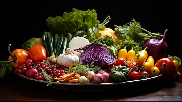 Platter of Artfully Arranged Fresh Vegetables