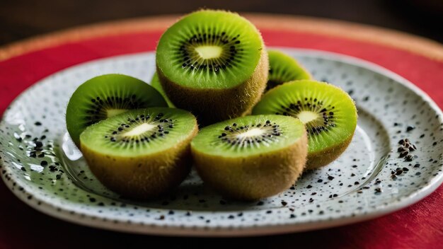 Photo a platter of juicy kiwi slices showing their vibrant green flesh and seeds