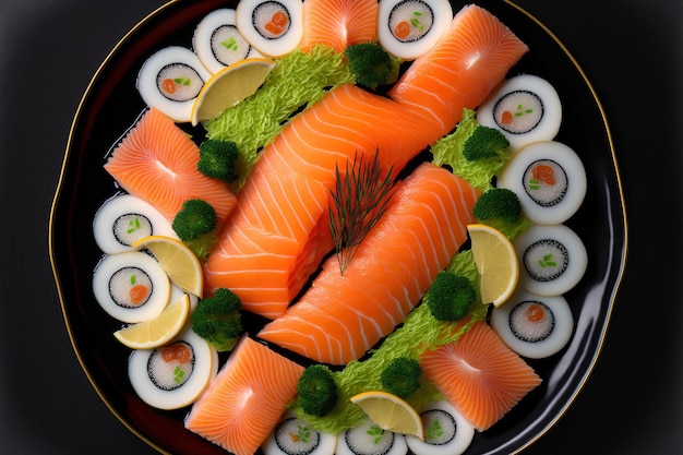 Foto un piatto di salmone sashimi