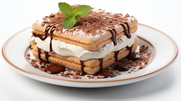 A platter of tiramisu with layers of soaked UHD wallpaper Stock Photographic Image