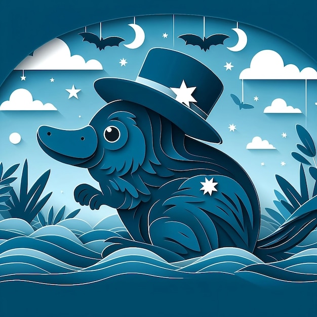 Foto platypus papercut stijl achtergrond voor australië dag 26 januari vrijheidsdag voor social media advertenties