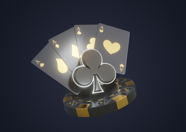 play card icon clubs symbol play card symbols poker chip dices and ace isolated on dark background