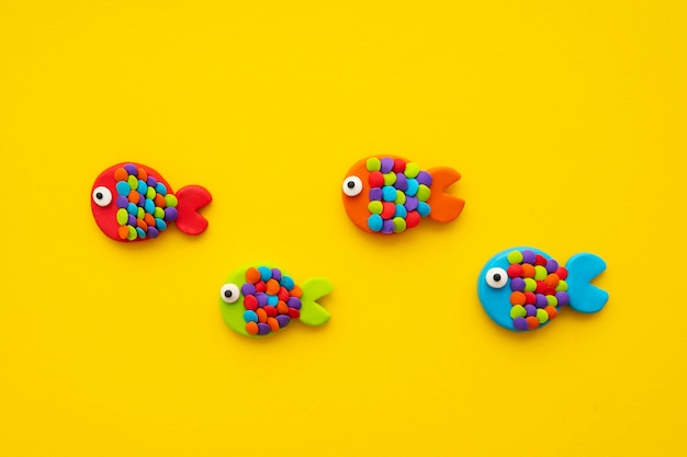 Photo play dough background with fish