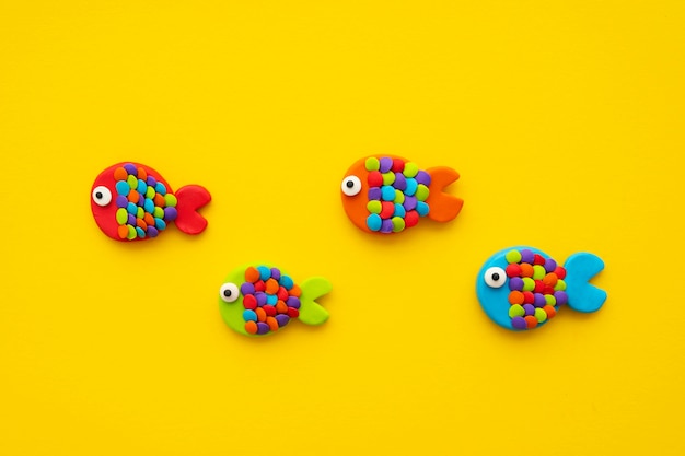 play dough background with fish