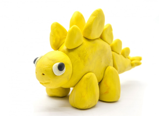 Play dough Stegosaurus on white background