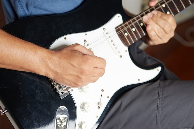 Play guitar close up