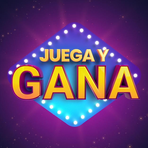 Play and win, 3D logo. Latin spanish.