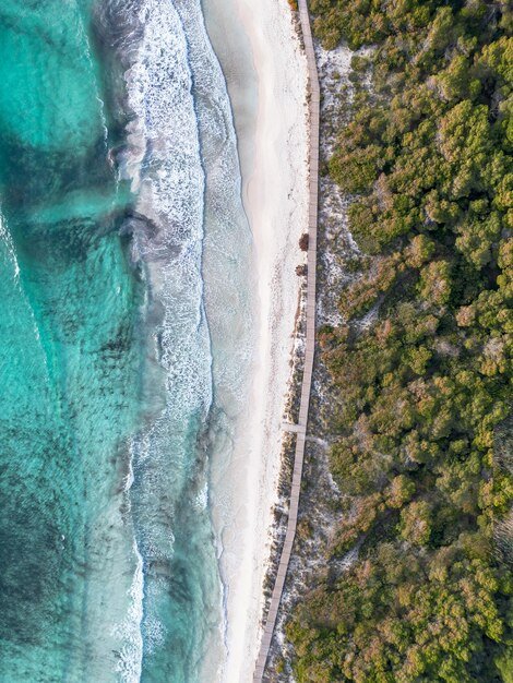 Foto playa de bellavista a son saura menorca vista aerea direttamente sopra