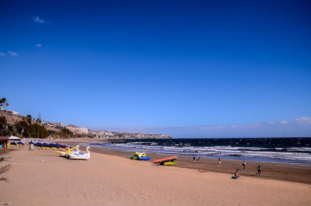 Playa del Ingles Tropical Beach in South of Gran Canaria Canary Islands