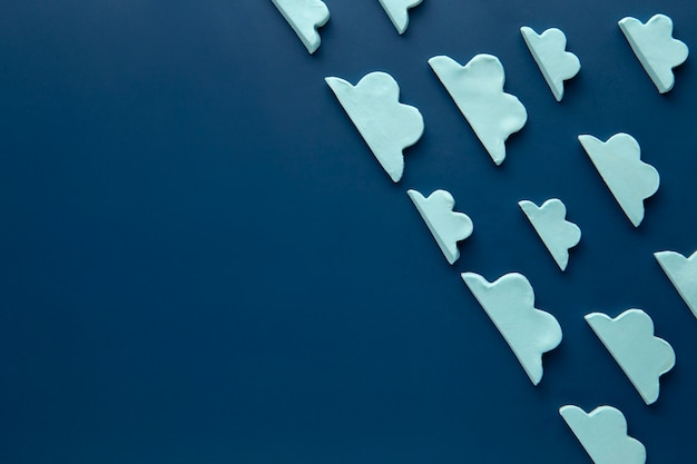 Photo playdough art with clouds flat lay