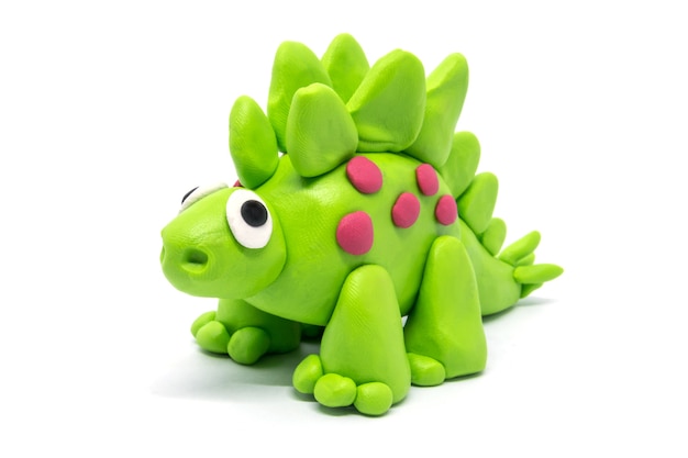 Playdough Stegosaurus isolated on white