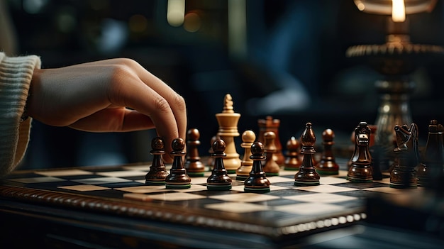 Player adjusts chess piece