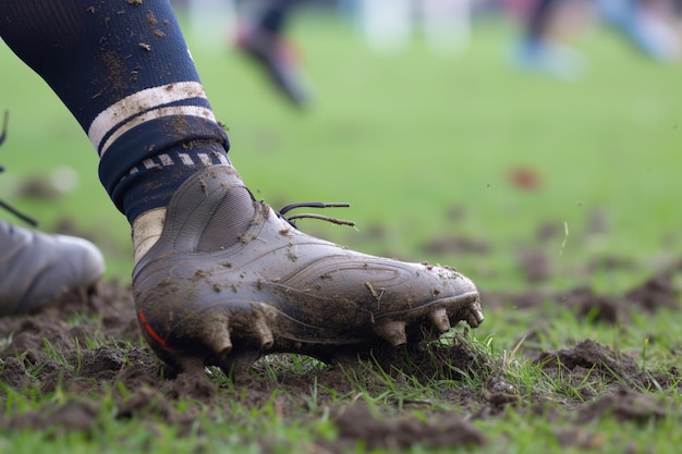 Player boots digging into grass during scrum