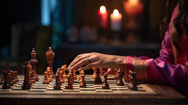 Player contemplating chess move