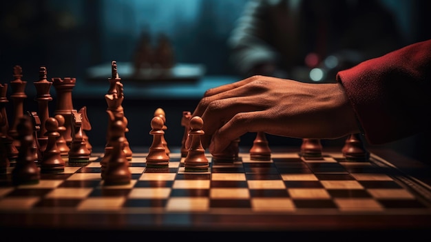 Player contemplating chess move