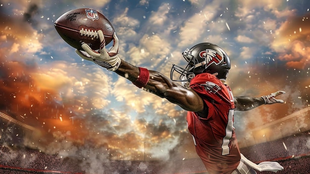 a player with a helmet that saysthe footballon it