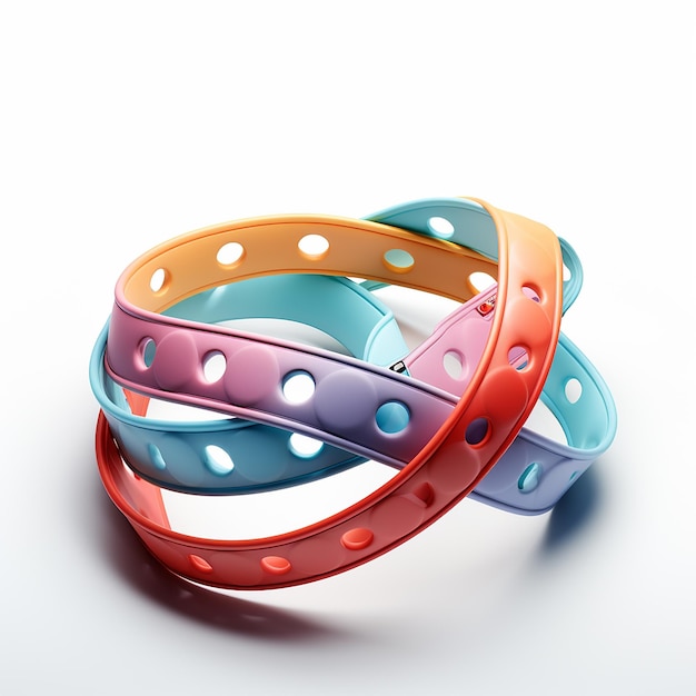 Playful 3D Cartoon Resistance Bands on White Background