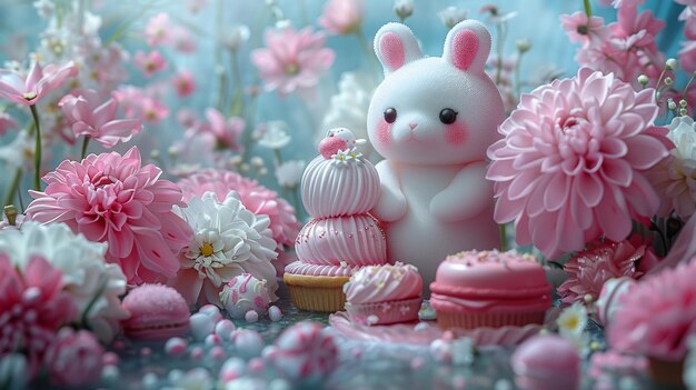 Playful 3D Kawaii Scene Featuring Chubby Wallpaper