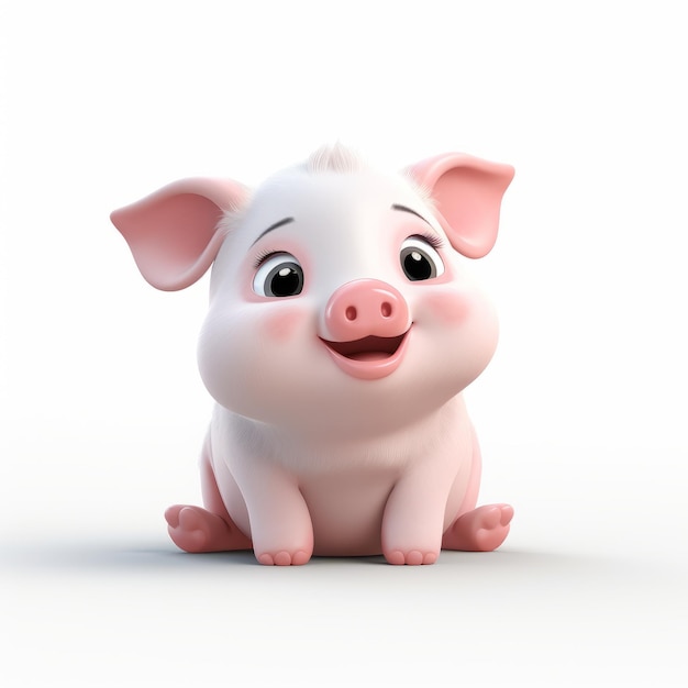 현실적인 렌더링 및 Pixar 스타일의 장난기 넘치는 3D 돼지 아기