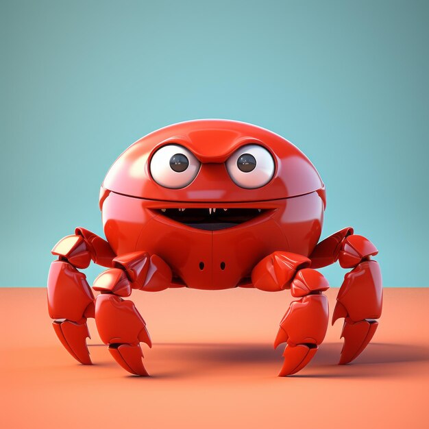 Photo playful 3d red crab with surrealistic realism