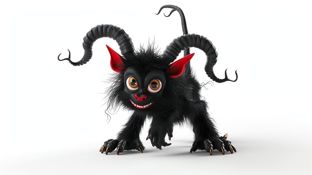 Photo a playful and adorably mischievous 3d depiction of krampus the mythical creature known for punishing misbehaving children during the holiday season this charming character features intrica