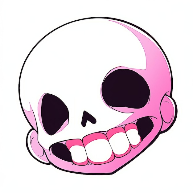 A playful anime chibi skull floats laughing heartily Generative AI