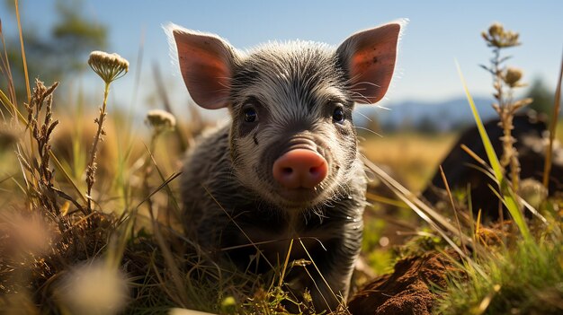 Playful Baby Japanese Wild Boar