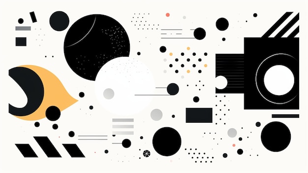 Playful background with wavy shapes circle lines Bauhaus style