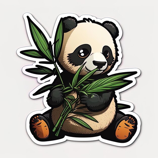 Playful Bamboo Muncher Cartoon Panda Sticker